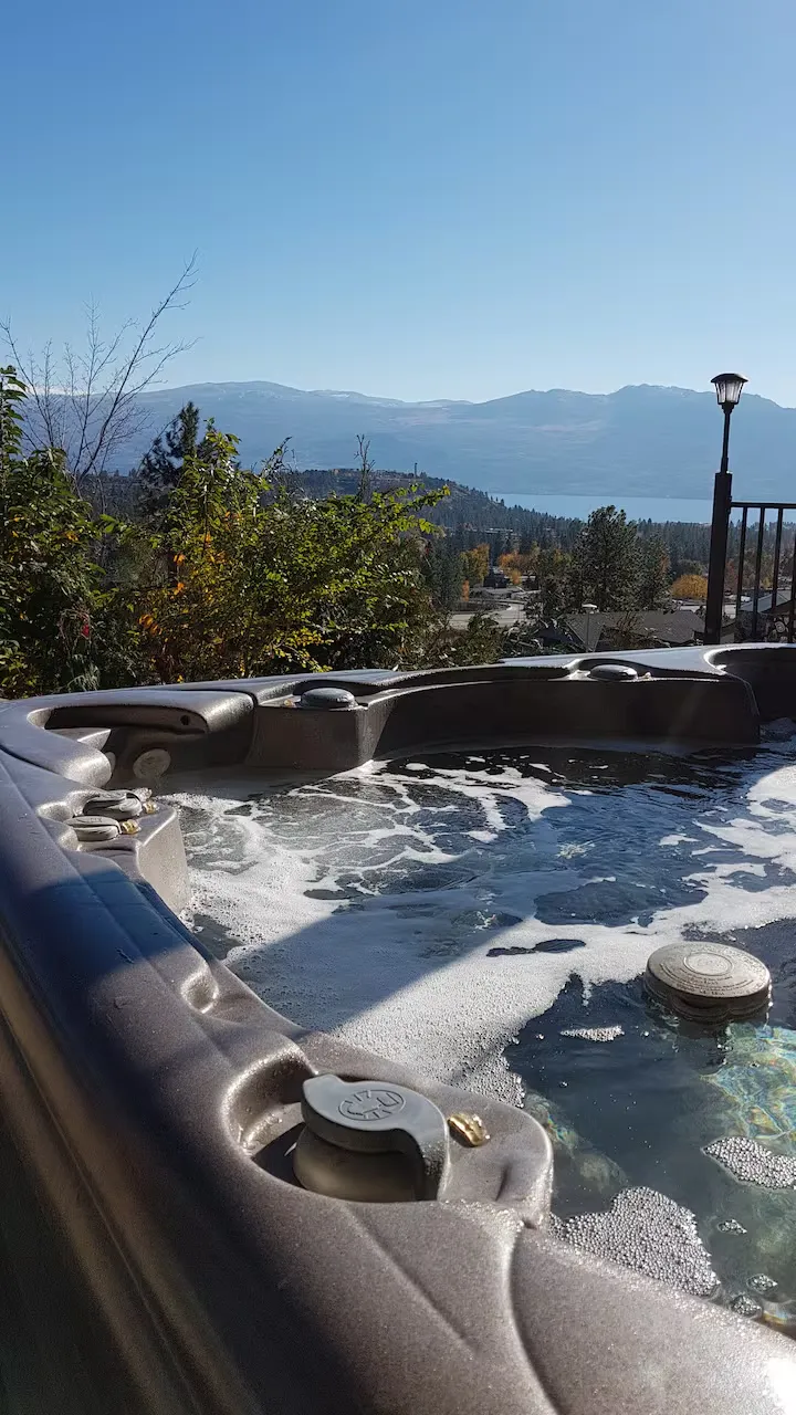Open hot tub with lake views