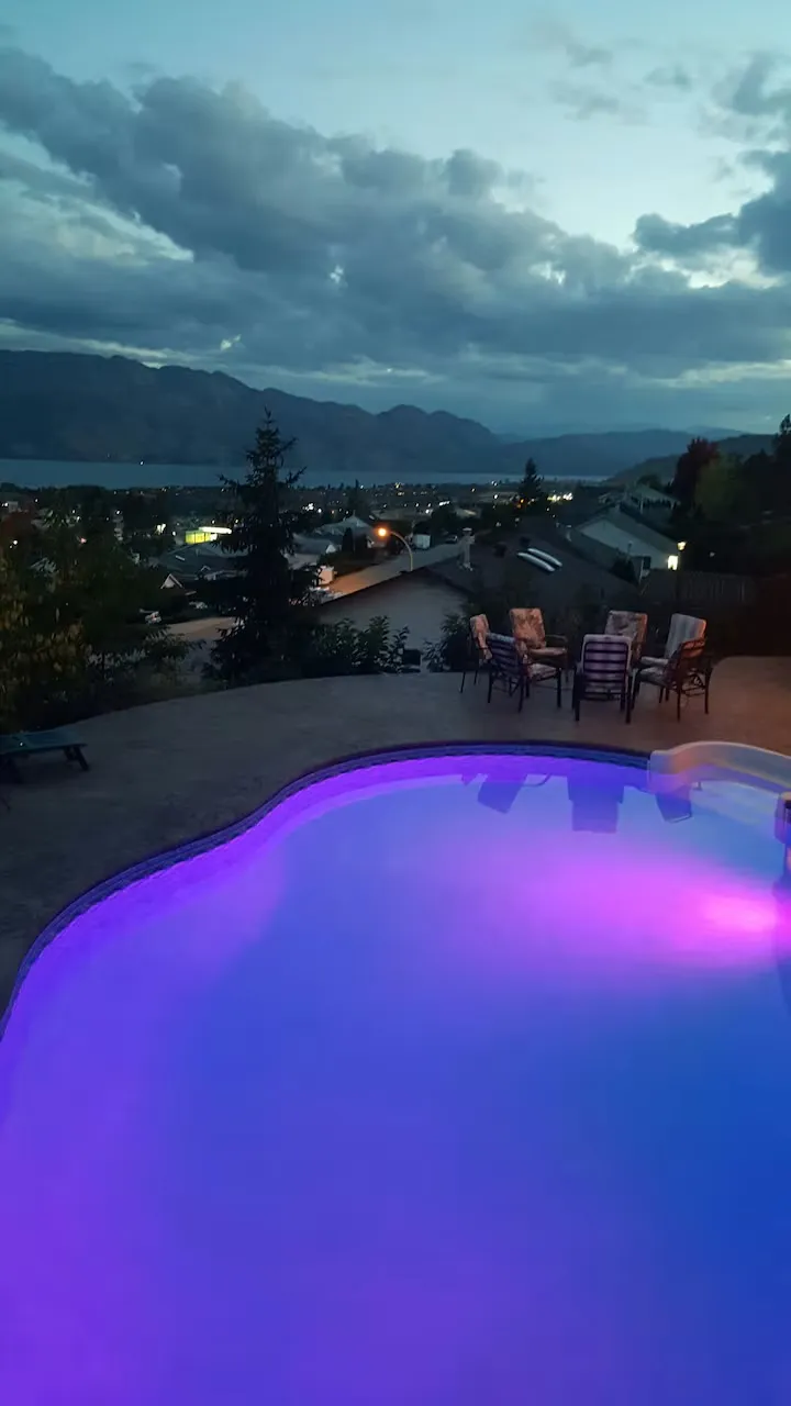 Pool overlooking the valley at dusk